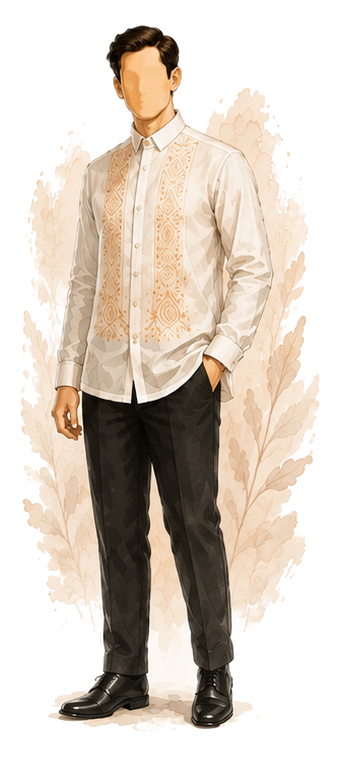 Sample outfit: charcoal suit with terracotta tie